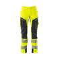 Byxor med knäfickor, ULTIMATE STRETCH-byxor, hi-vis gul/svart-blå