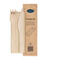 Det 3/1 besticksetet i trä från Duni GmbH med gaffel, kniv och naturlig, vaxad brun servett (160x160 mm) finns i ett paket med 250 stycken - idealiskt för hållbar njutning.
