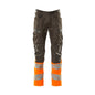 Byxor med knäfickor, byxor med stretchinlägg, mörk antracit/hi-vis orange
