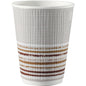 Duni GmbH Triple Wall Stripe Thermobägare 240 ml, Vit med röda, bruna och gula ränder av PAP/PLA med tredubbel väggisolering håller drycker varma; Förpackningen innehåller 25 miljövänliga bägare.