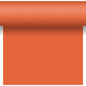 Der Dunicel-Tischläufer Tête-à-Tête 24 m x 0,4 m (20 Abschnitte) von Duni GmbH in unifarbenem Orange bietet eine glatte Struktur - ideal für eine lebendige Tischdekoration oder stilvolle Tête-à-Tête-Einrichtungen.