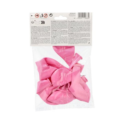 I en genomskinlig påse finns 10 tömda rosa PAPSTAR Ballonger (Ø 25 cm, högkvalitativ latex) med vit etikett och bruksanvisning – perfekta för dekoration. Från PAPSTAR GmbH.