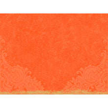 Leuchtend orangefarbener, strukturierter Hintergrund mit verschnörkelten Blumenranken und Goldrand - ideal für Duni GmbH Dunicel-Tischsets 30 x 40 cm Royal Sun Orange | Packung (100 Stück).