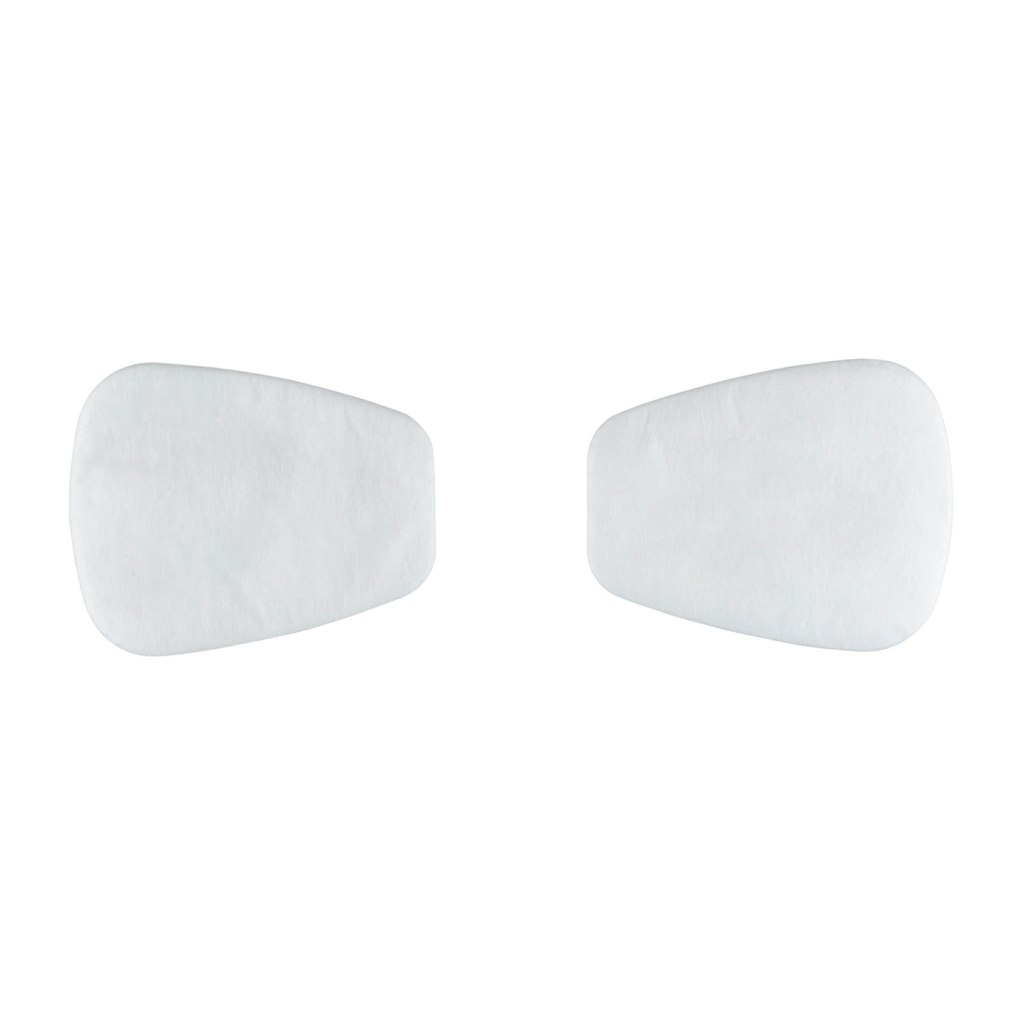 Zwei weiße, trapezförmige 3M™ Partikelfilter 5925, P2 der 3M Deutschland GmbH sind nebeneinander auf einfarbig weißem Hintergrund abgebildet - ideal für Schutz vor Staub. Die Packung enthält 10 Paar/Packung (1 Stück).