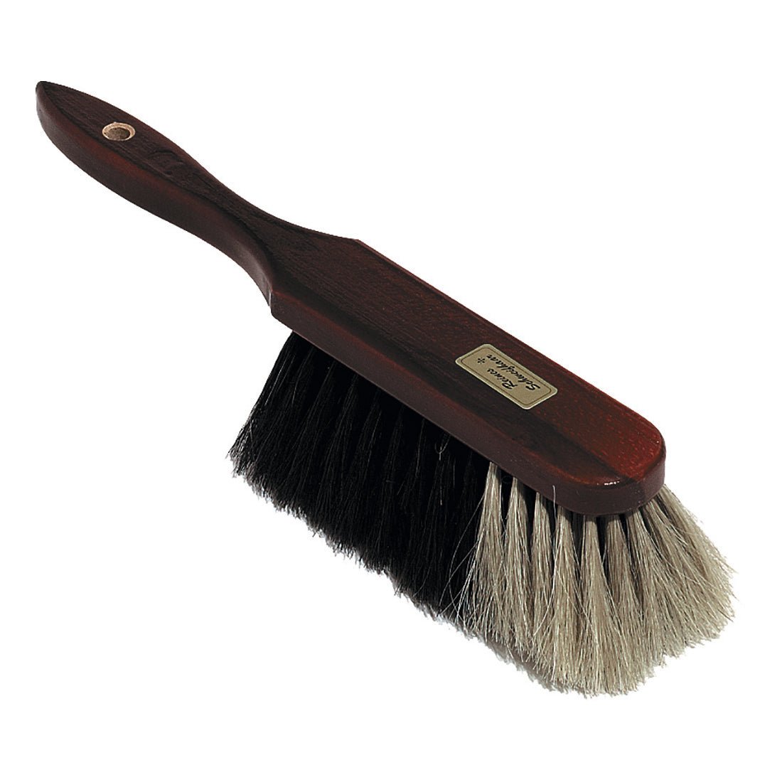 Nölle Profi Brush Stubenhandfeger 30 cm från Nölle Profi Brush Borst- & Penselteknik e.K. har mörka och ljusa naturhårblandningsborst och ett träskaft, med en liten metalltagg för enkel rengöring.