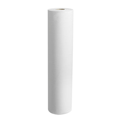 Bilden visar en Scott® läkarrulle - rulle (38,00 cm x 51,00 cm) från Kimberly-Clark GmbH, en stor rulle av vitt papper med ihålig kärna, som ofta används för undersökningsbäddar i medicinska anläggningar, på vit bakgrund.