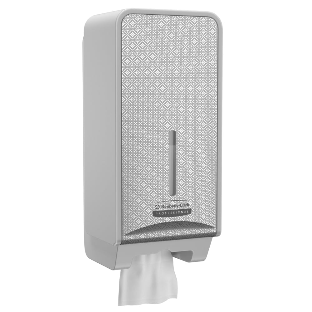 Kimberly-Clark Professional™ Icon™ toalettrullehållare (vikt, 32x14,5x13,8 cm) från Kimberly-Clark GmbH har en mönstrad framsida, ett transparent fönster och matar ut enskilda ark - idealisk för varje tvättrum.