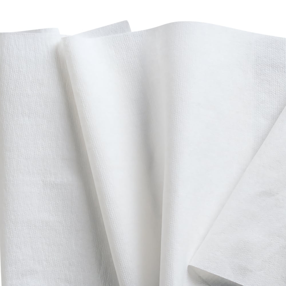 Närbild av WypAll® L40 PowerClean stor rulle från Kimberly-Clark GmbH (1 rulle, 750 dukar): vita rengöringsdukar med hög absorptionsförmåga - idealisk som mångsidig rengöringsduk för professionella krav.