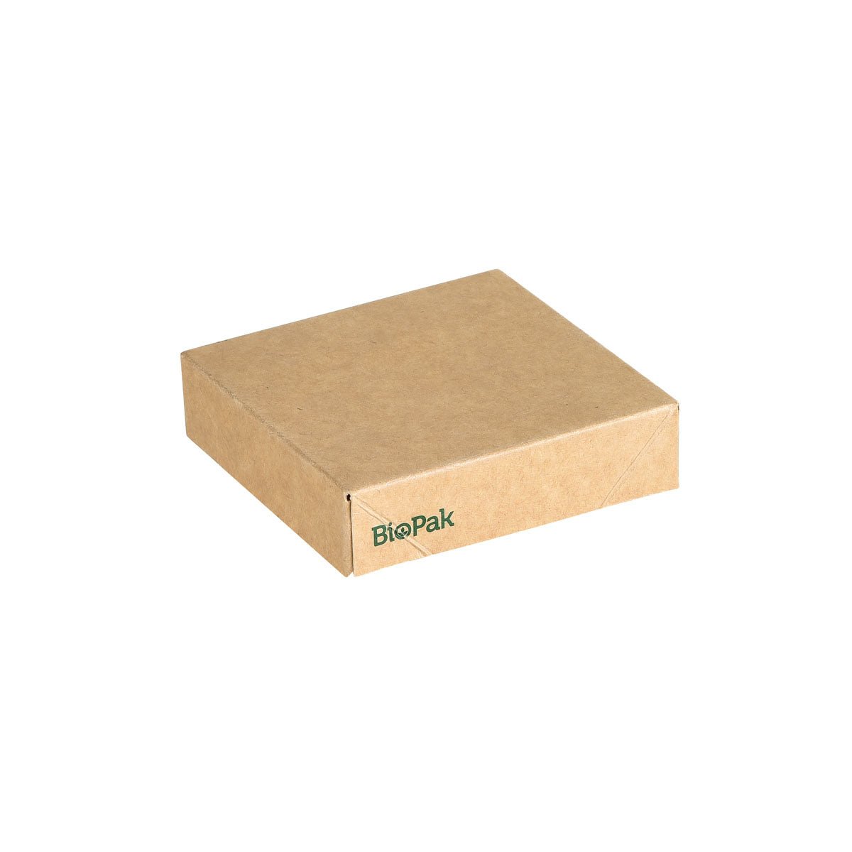 En enkel, rektangulär brun Viking Cube Mini Lock Kartong från Duni GmbH (75x75x20 mm, PLA-belagd, 300 stycken), idealisk för biologiskt nedbrytbara förpackningar och perfekt som hållbart lock för lådor.