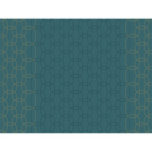 En teal färgad bakgrund med överlappande tunna gyllene och mörkblå böjda linjer ger en elegant abstrakt look. Gyllene dekorativa accenter pryder sidorna - perfekt för Duni GmbH pappersunderlägg 30x40 cm med gyllene dekor (250 stycken).