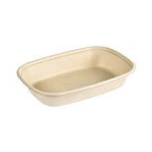 Cube Bowl 1200 ml från Duni GmbH är en brun, rektangulär engångsskål (249x172x45 mm) av belagd bagasse (PBAT/PLA), biologiskt nedbrytbar, med rundade hörn - förpackning à 40 stycken.