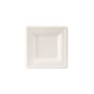 Den kvadratiska, vita engångstallriken (16x16 cm) av obehandlad bagasse från Duni GmbH är avbildad centrerat. Den är idealisk som miljövänligt engångsservis för hållbara evenemang (förpackning: 50 stycken).