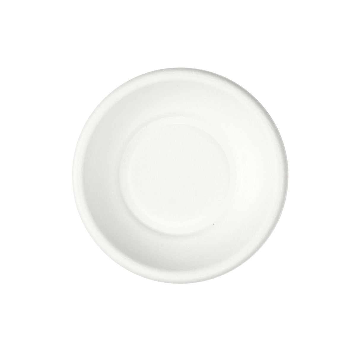 En rund, enkel vit tallrik Demo underlägg (ø 99 mm) från Duni GmbH, gjord av obelagd bagasse, fotograferad på vit bakgrund - miljövänlig och biologiskt nedbrytbar. Förpackning med 50 stycken.