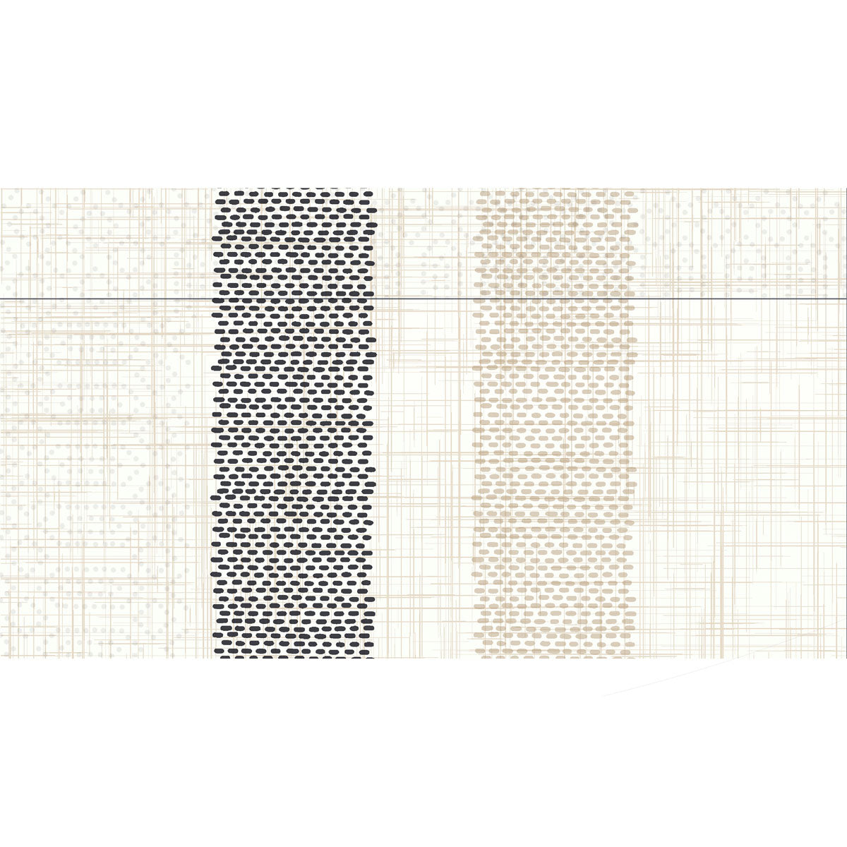 Ein Rasterhintergrund mit zwei vertikalen Spalten von Punkten; die linke Spalte, die mit Rigato black 57070 von Duni GmbH erstellt wurde, zeigt dichte, dunkle Punkte, während die rechte Spalte hellere, weiter auseinander liegende Punkte aufweist. Dünne Rasterlinien kreuzen sich im Winkel.