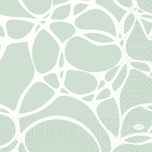 Abstraktes Design mit großen, unregelmäßigen weißen Formen auf hellgrünem Hintergrund und gepunkteten Mustern. "Duni" steht unten rechts - ideal für Duni GmbH Servietten 33 cm 3lagig 1/4-Falz Ocean Mint Papierservietten, Packung (250 Stück).