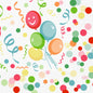 Die Duni GmbH Zellt.-Serv. 33 cm 3-lagig 1/4-Falz Happy Bubbles Servietten (50 Stück) bringen mit bunten Luftballons, Konfettipunkten und Luftschlangen auf einem leuchtenden, fröhlichen Hintergrund festliches Flair in jede Party.