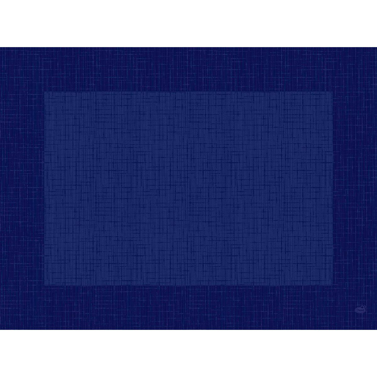 En rektangulär bild, inspirerad av Bio-Dunicel-servetterna 30x40 Linnea mörkblå från Duni GmbH. Den präglas av korsande blå linjer, med en mörkblå kant och en ljusare mitt, vilket återspeglar servetternas inramade utseende och det hållbara materialet. Förpackning: 100 stycken.