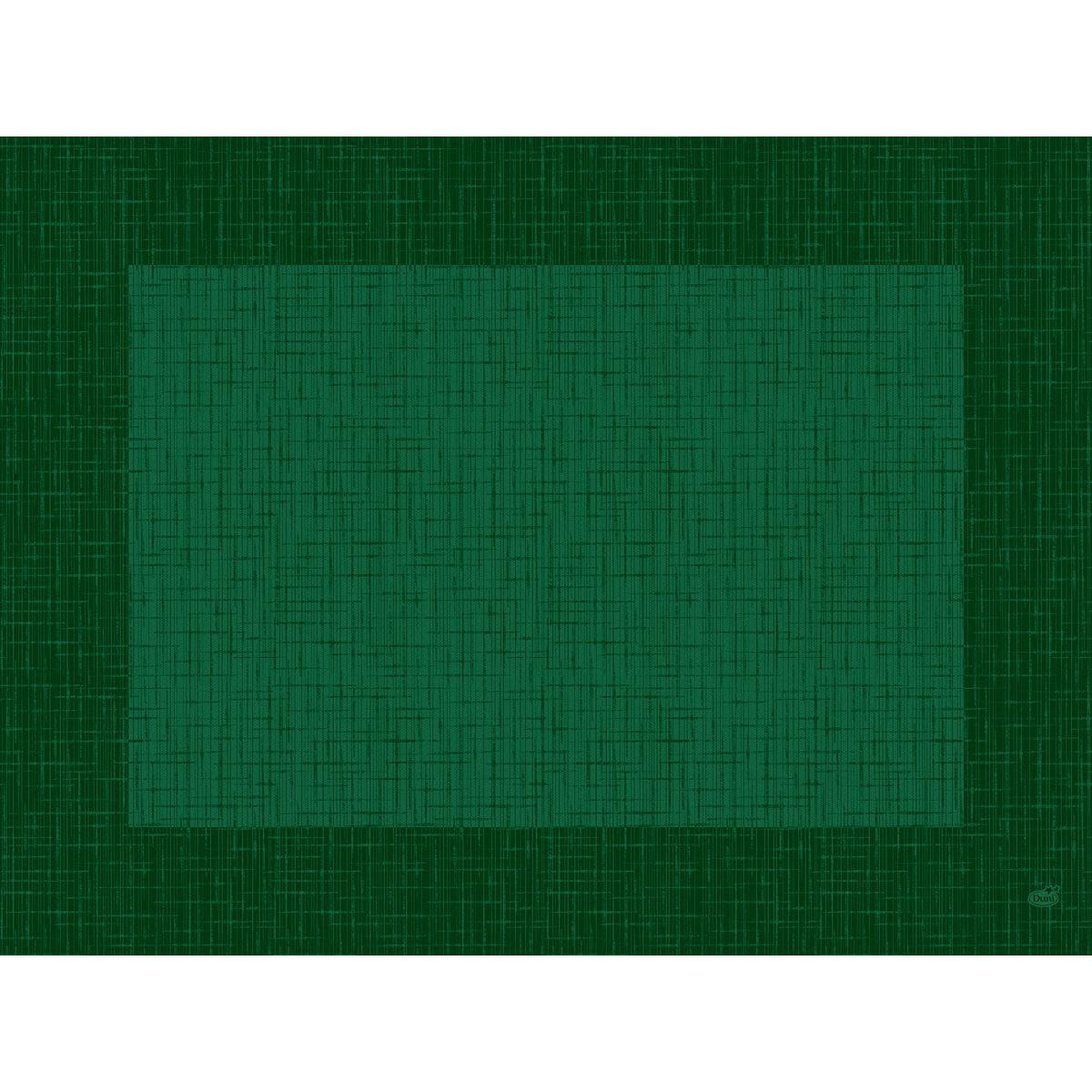 En rektangulär, grön, flätad yta är centrerad på en mörkare grön bakgrund med bred kant - perfekt för Bio-Dunicel-seten 30x40 Linnea Jägergrön, miljövänliga bordsunderlägg i kartong (1 förpackning) från Duni GmbH.