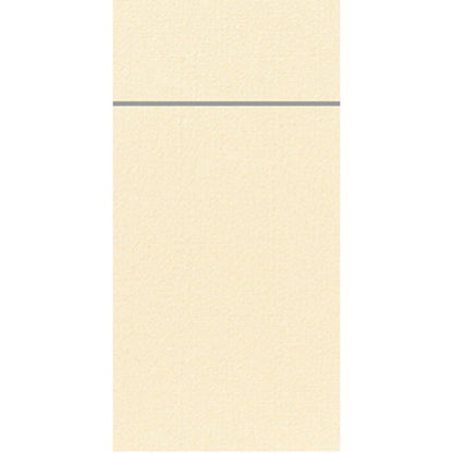 Ein beigefarbener, strukturierter Hintergrund mit einer einzigen dünnen, horizontalen grauen Linie im oberen Bereich, inspiriert von dem klaren Design des Duniletto-Slim 40x33cm der Duni GmbH.