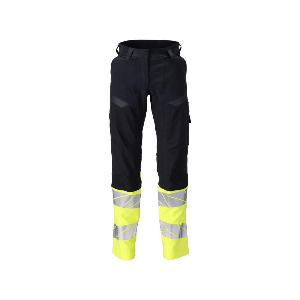 Byxor, dam, DIAMOND, knäfickor, stretchbyxor Multisafe, svart blå/hi-vis gul