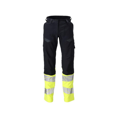 Byxor, dam, DIAMOND, knäfickor, stretchbyxor Multisafe, svart blå/hi-vis gul