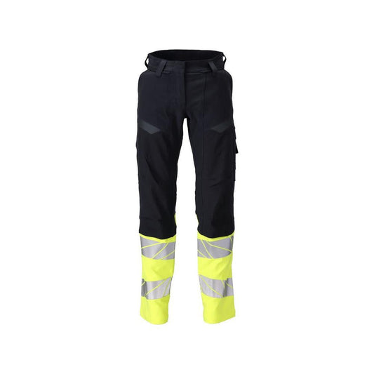 Byxor, dam, DIAMOND, knäfickor, stretchbyxor Multisafe, svart blå/hi-vis gul