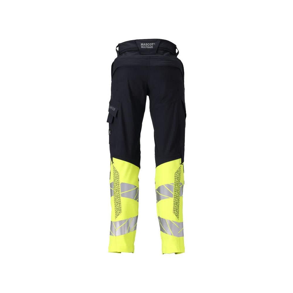 Byxor, dam, DIAMOND, knäfickor, stretchbyxor Multisafe, svart blå/hi-vis gul