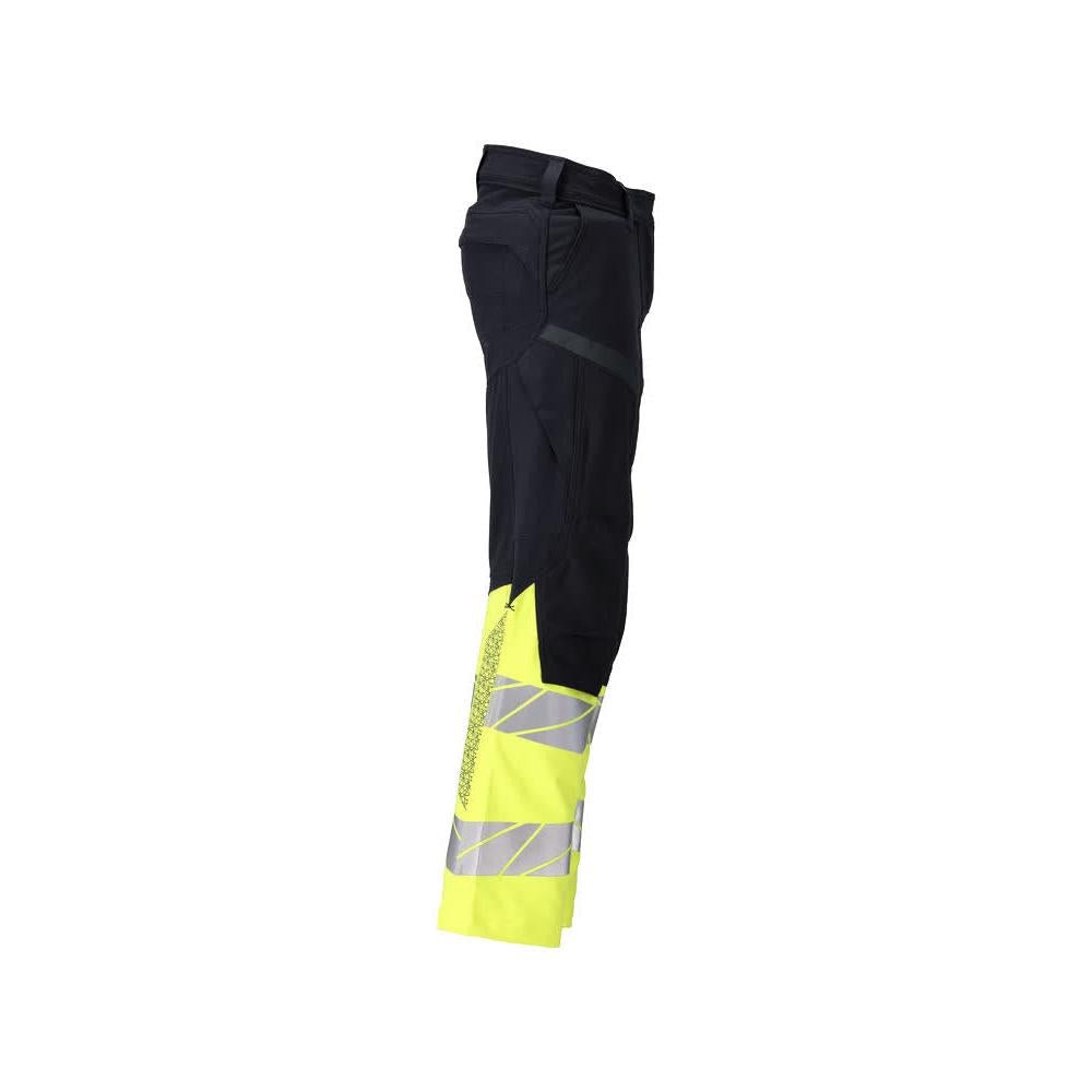 Byxor, dam, DIAMOND, knäfickor, stretchbyxor Multisafe, svart blå/hi-vis gul