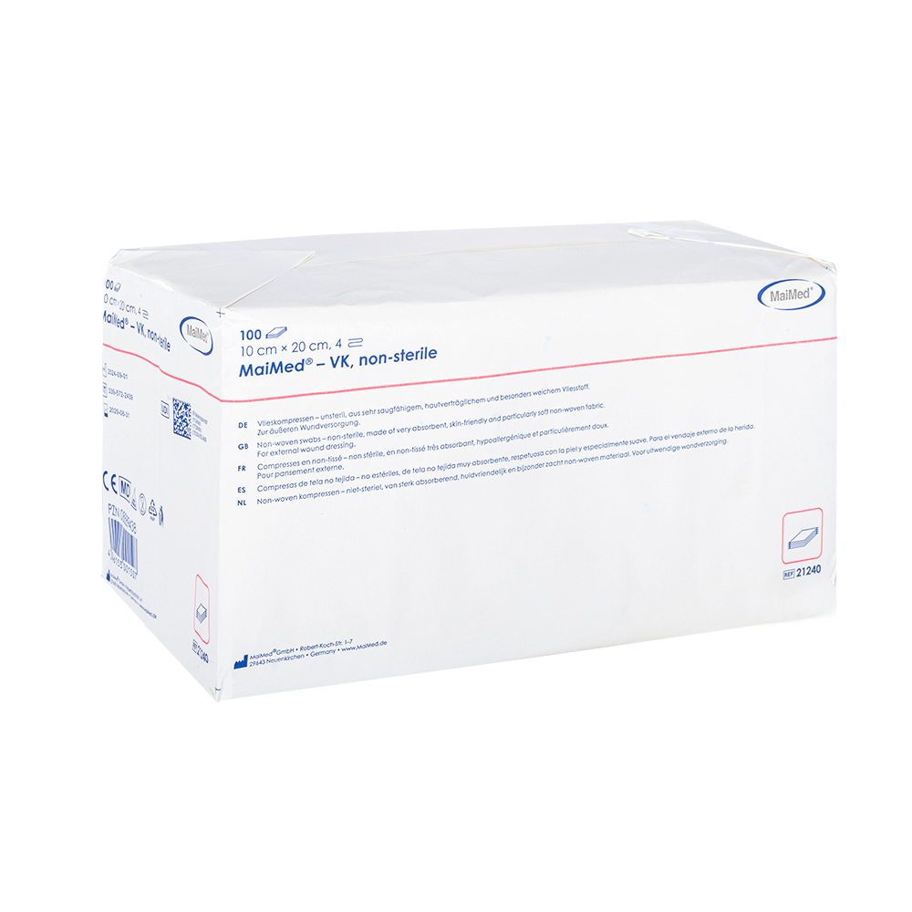 MaiMed-VK icke-sterila fleecekompresser på 100 stycken/papperspåse