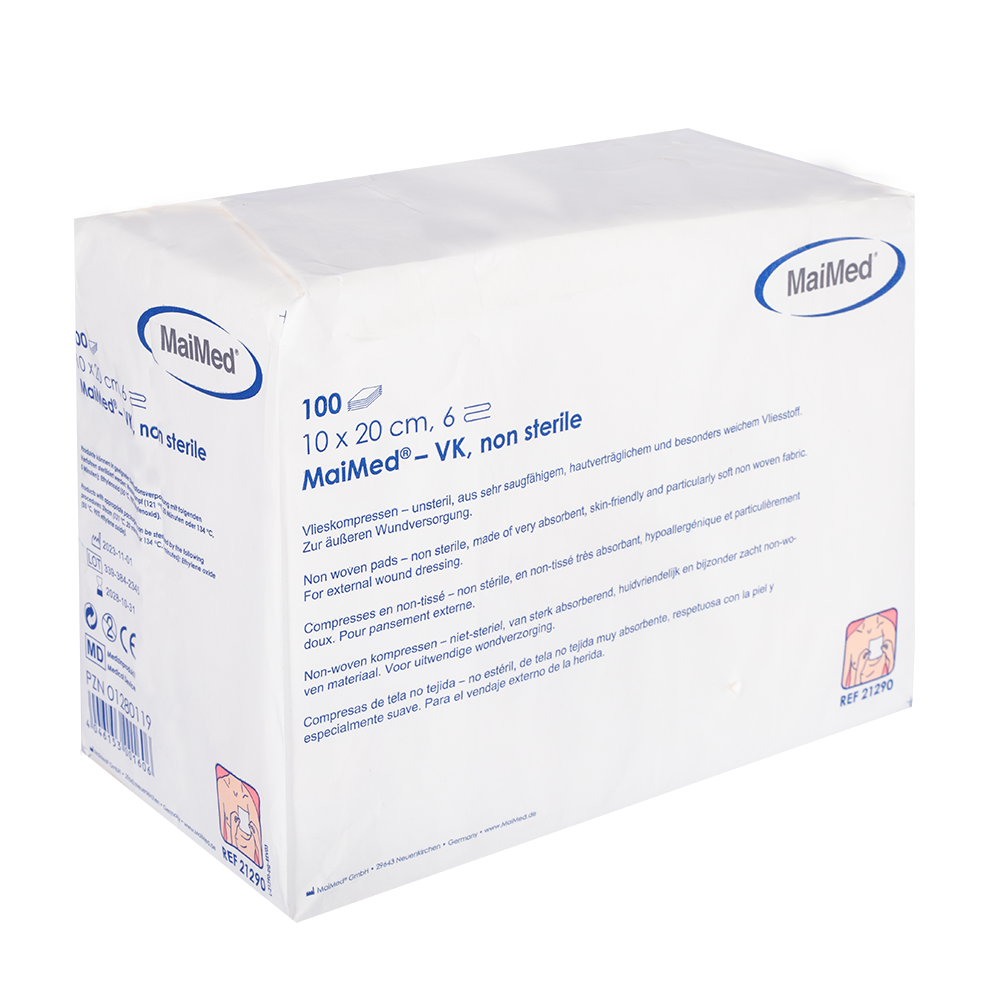 MaiMed-VK icke-sterila fleecekompresser på 100 stycken/papperspåse