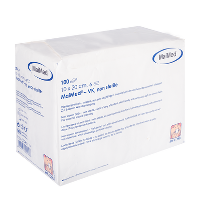MaiMed-VK icke-sterila fleecekompresser på 100 stycken/papperspåse