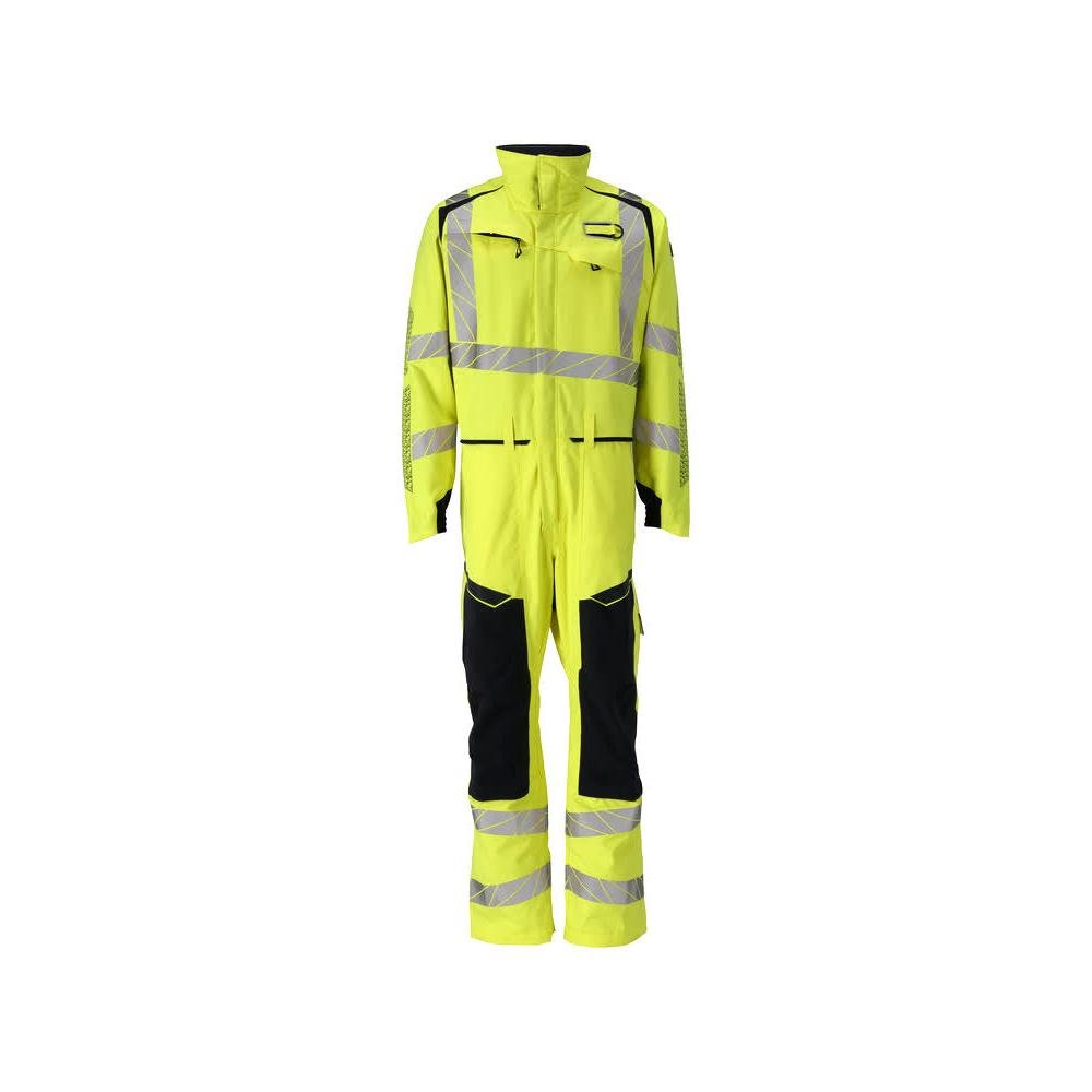 Overall, knäfickor, stretchinlägg kombination Multisafe, hi-vis gul/svart-blå