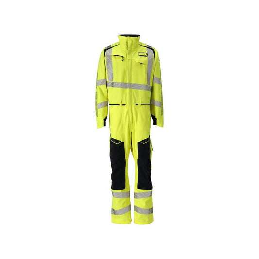 Overall, knäfickor, stretchinlägg kombination Multisafe, hi-vis gul/svart-blå