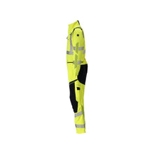 Overall, knäfickor, stretchinlägg kombination Multisafe, hi-vis gul/svart-blå