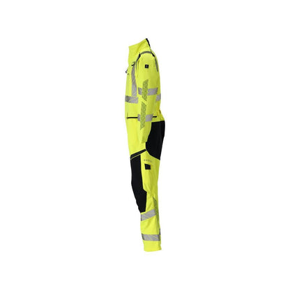 Overall, knäfickor, stretchinlägg kombination Multisafe, hi-vis gul/svart-blå