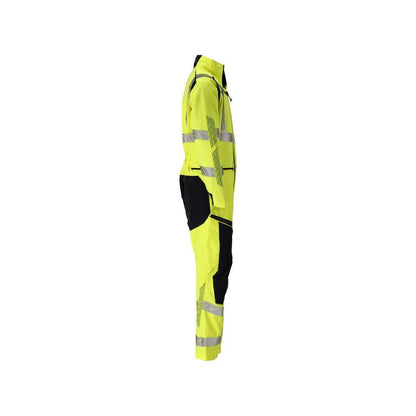 Overall, knäfickor, stretchinlägg kombination Multisafe, hi-vis gul/svart-blå