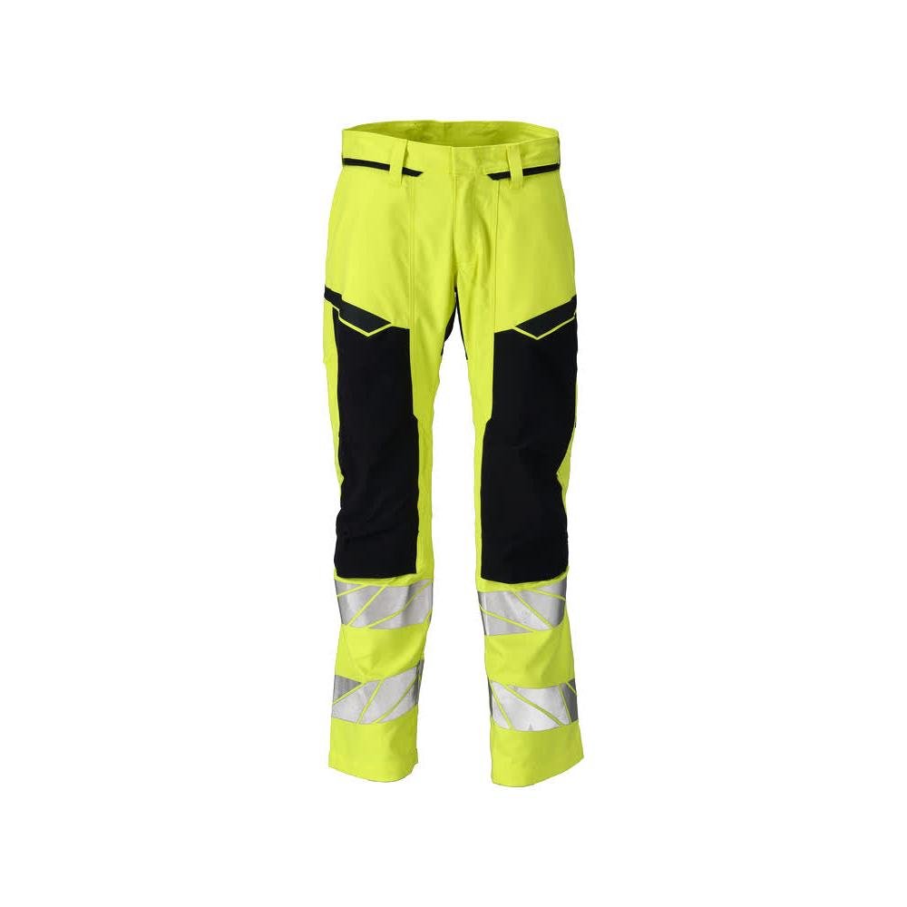 Byxor med knäfickor, stretchinlägg Multisafe byxor, hi-vis gul/svart-blå