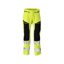 Byxor med knäfickor, stretchinlägg Multisafe byxor, hi-vis gul/svart-blå