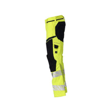 Byxor med knäfickor, stretchinlägg Multisafe byxor, hi-vis gul/svart-blå