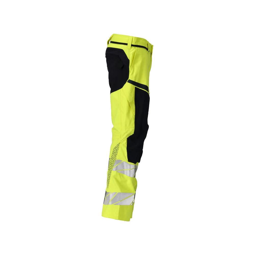 Byxor med knäfickor, stretchinlägg Multisafe byxor, hi-vis gul/svart-blå