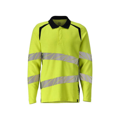 Pikétröja, långärmad pikétröja Multisafe, hi-vis gul/svart-blå