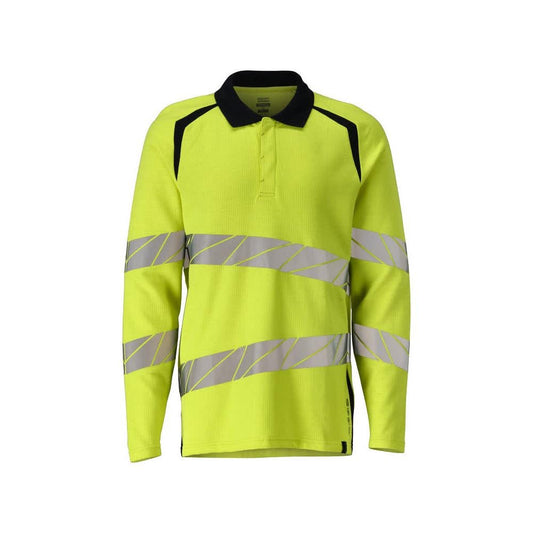 Pikétröja, långärmad pikétröja Multisafe, hi-vis gul/svart-blå