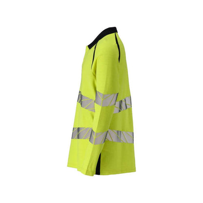 Pikétröja, långärmad pikétröja Multisafe, hi-vis gul/svart-blå