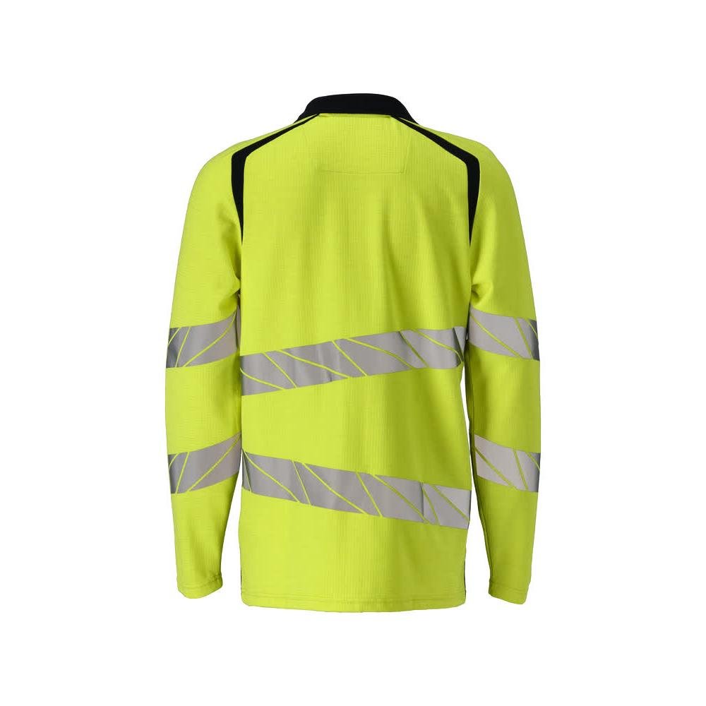 Pikétröja, långärmad pikétröja Multisafe, hi-vis gul/svart-blå