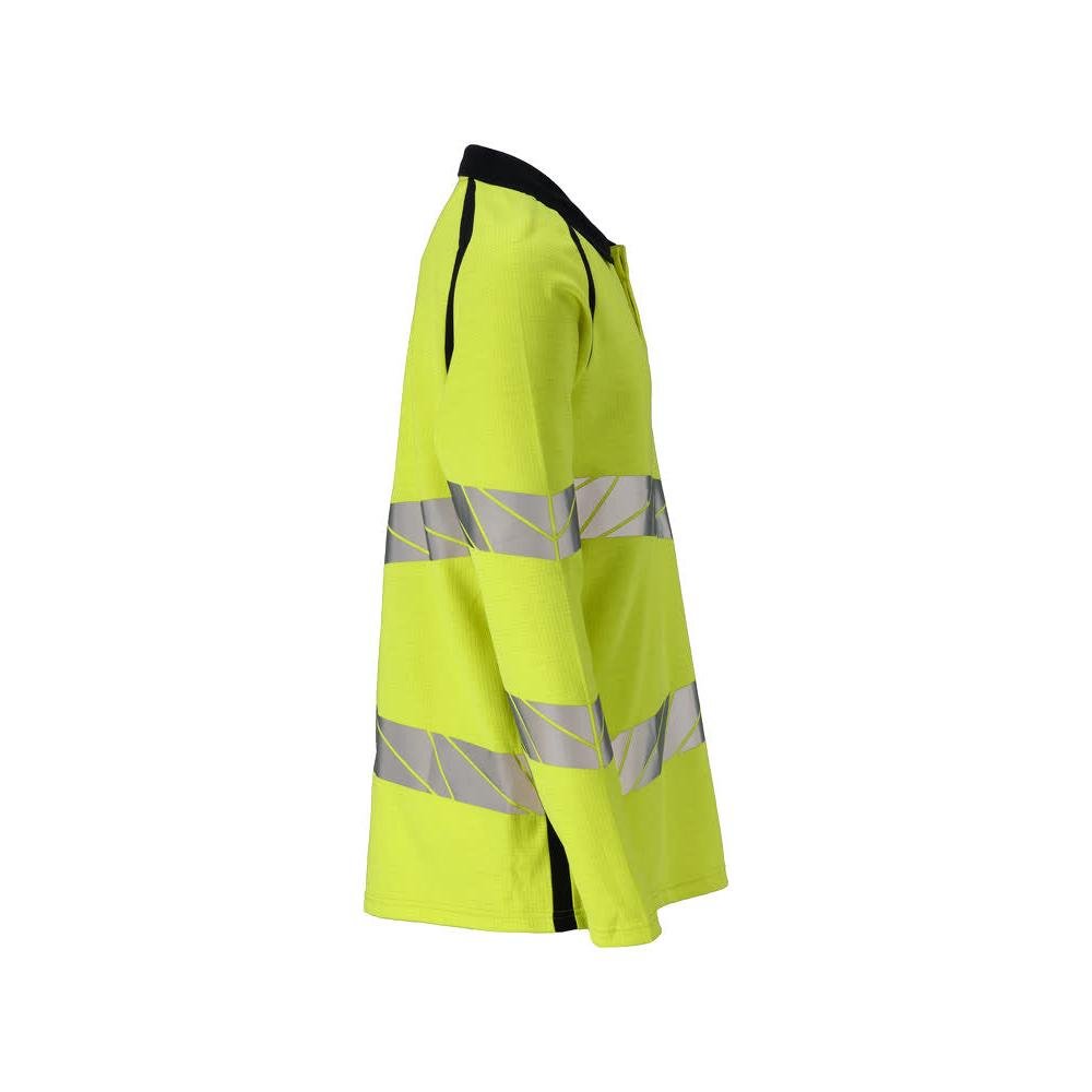 Pikétröja, långärmad pikétröja Multisafe, hi-vis gul/svart-blå