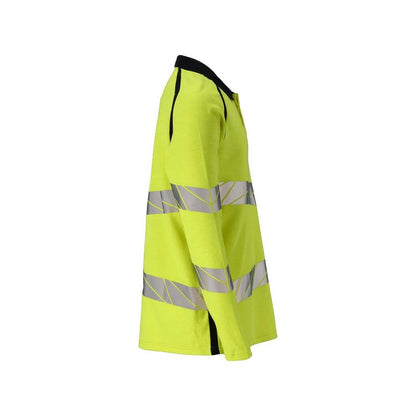 Pikétröja, långärmad pikétröja Multisafe, hi-vis gul/svart-blå