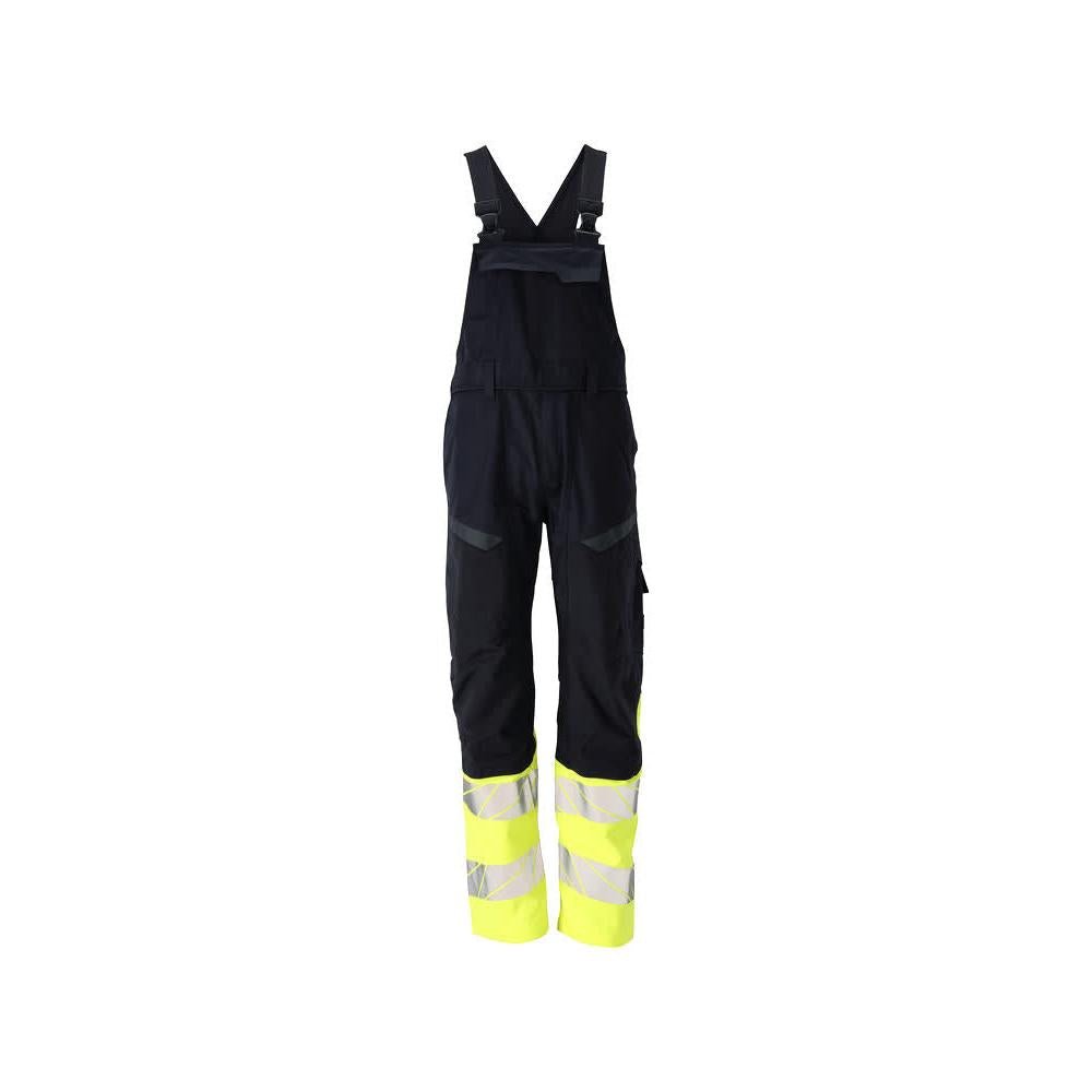 Dungerbyxor, knäfickor, stretchinlägg Multisafe byxor, svart blå/hi-vis gul