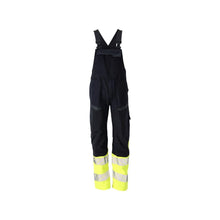 Dungerbyxor, knäfickor, stretchinlägg Multisafe byxor, svart blå/hi-vis gul
