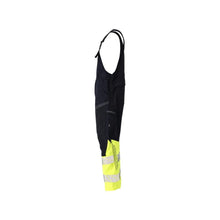 Dungerbyxor, knäfickor, stretchinlägg Multisafe byxor, svart blå/hi-vis gul