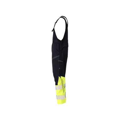 Dungerbyxor, knäfickor, stretchinlägg Multisafe byxor, svart blå/hi-vis gul